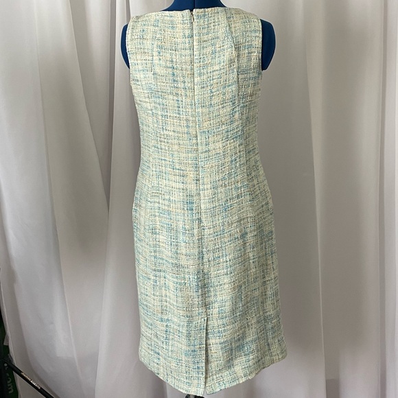 Talbots Blue and Cream Tweed Sheath Dress - Picture 2 of 6